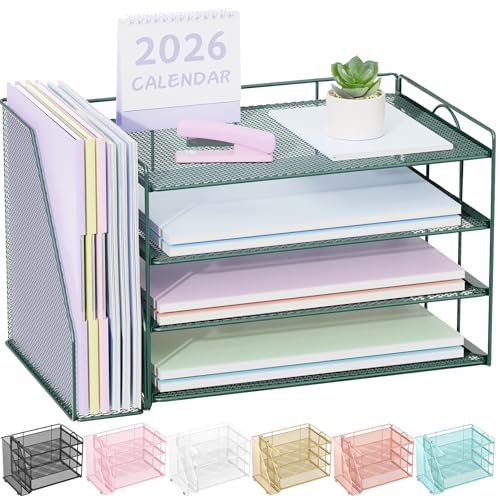 Paper Organizer, Desk Organizers and Accessories for Desk with File organizer, Desk Accessories & Workspace Organizers for Catalog & Reference Racks (Dark Green)