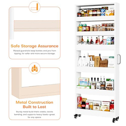 Slim Storage Cart, Lightweight 6 Tier Metal Rolling Utility Kitchen Cart on Wheels, Mobile Storage Shelving Unit Organizer for Bathroom Laundry Office Narrow Places (White, 6" D)