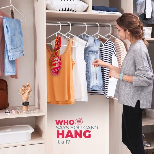 Heavy Duty Clothes Hangers 20 Pack (24 Count) – Made in the USA – 8lb Capacity Plastic Hangers for Adult Clothing – Durable for Pants, Coats, Jackets, or Jeans – White