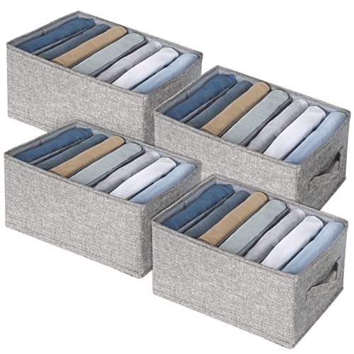 Wardrobe Clothes Organizer 4 Pack 7 Grid Closet St... (4 Count | Grey)