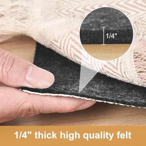 Deep Dream 1/4" Thick Felt and Natural Rubber Backing Rug Pad - Non Slip Carpet Gripper for 8 x 10 Ft Area Rugs - Protective Cushioned Pads for All Floors