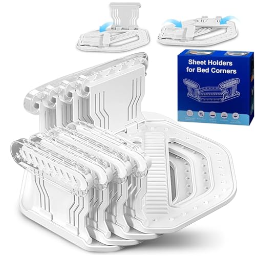 Bed Sheet Holders Heavy Duty Straps Grippers 4Pack (White)