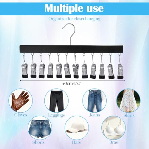 Legging Organizer for Closet Hanging 4 Pcs Pant Legging Hanger with 12 Clip | For Closet,Hold 48 Pants, Jeans, Hats, Shorts, Socks, 360° Rotating Space Saving Hanging Clothes Organizer for Closet Storage