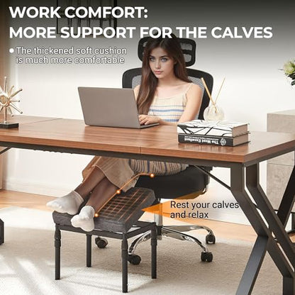 Adjustable Ottoman Pouf Footrest, 60 Degree Tilt, Carbon Gray | 4-Height, 28 Positions, Iron frame, Foam Cushion, 15.74 x 11.81 x 13.34 in, Under Desk, Living room, Home Office
