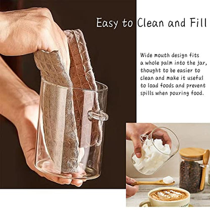 15 oz Glass Sugar Container, 2 Pack Coffee Container, Glass Jars with Lids