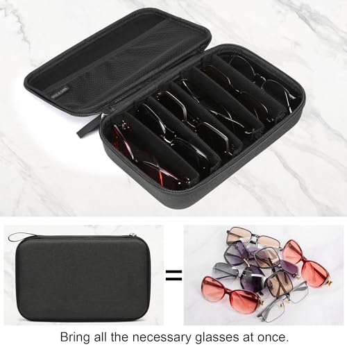 Bukere Travel Sunglasses Organizer Case Adjustable Slot For Multiple Eyeglasses Hard-shell Portable Storage Box for Men Women