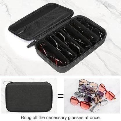 Bukere Travel Sunglasses Organizer Case Adjustable Slot For Multiple Eyeglasses Hard-shell Portable Storage Box for Men Women