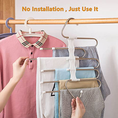 Kalimdor Pants Hangers 2 Pack Space Saving Metal Closet Organizer,Clothes Pants Hangers,Anti-Slip Design,Closet Organizers and Storage for Pants Jeans Skirts Scarf Legging