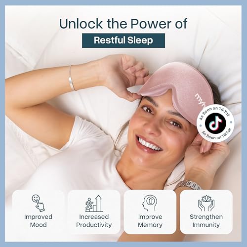 MyHalos® Sleep Mask for Men and Women, 3D Blackout Eye Masks for Sleep | Sleeping Mask, Blindfold, Zero Pressure, Breathable, Side Sleepers & Eyelash Friendly, Night & Travel Eye Mask (Peach)