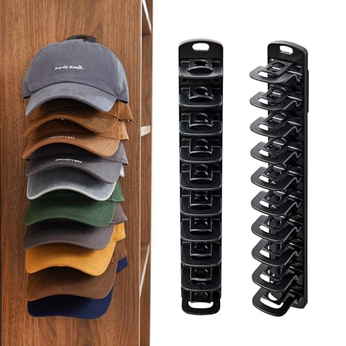 Hat Organizer Holder for Baseball Caps for Wall, 2... (Black | Plastic)