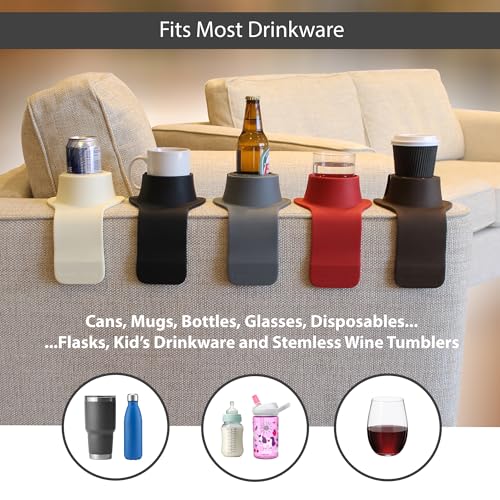 CouchCoaster® - Original & Patented Armrest Couch Cup Holder, Mocha Brown - A Weighted, Silicone, Anti Slip Coaster Stops Spills On Your Sofa, Armchair Or Recliner & Keeps Drinks in Reach