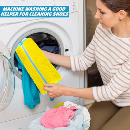 Shoe Washing Machine Bag 2pc Laundry Shoe Bag Reusable Shoe Cleaning Bags for Sneakers 360° for Washer and Dryer Deep Cleaning Machine for All Shoes Types With Self-locking Zipper