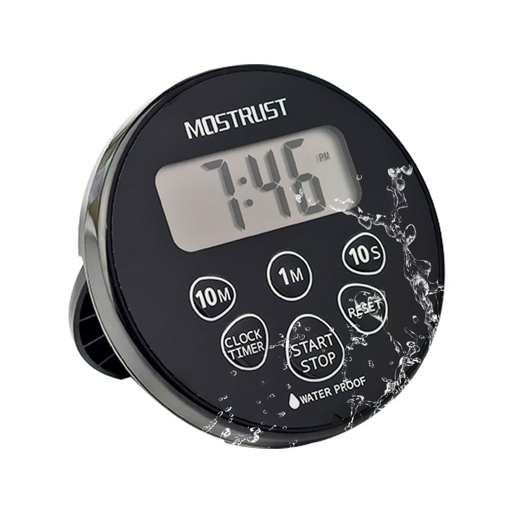 Digital Waterproof Shower Clock Timer | Bathroom Countdown Cooking Kitchen Timer with Alarm Magnetic-Back Stand, Ideal for Shower Bathroom