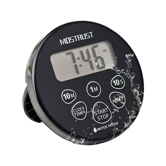 Digital Waterproof Shower Clock Timer (Dark Black | ABS)
