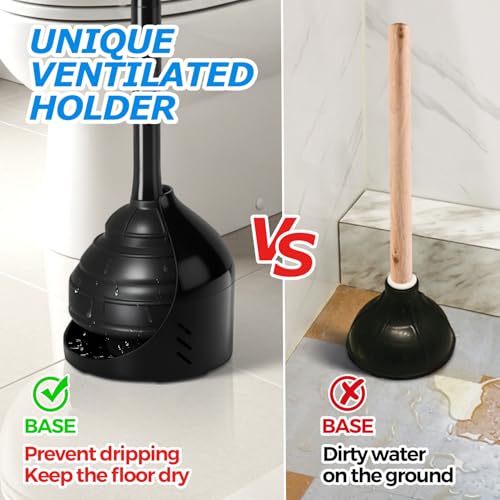 FORASTO Toilet Plunger with Holder,Powerful Clog Removal,Heavy Duty Plunger