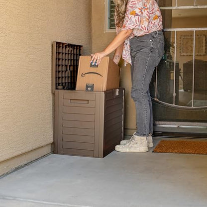 IRIS USA 35 Gallon Outdoor Deck Box, Lockable, Weather-Resistant, Brown | UV-Protected, Waterproof Resin, Patio Storage for Cushions, Garden Tools & Packages