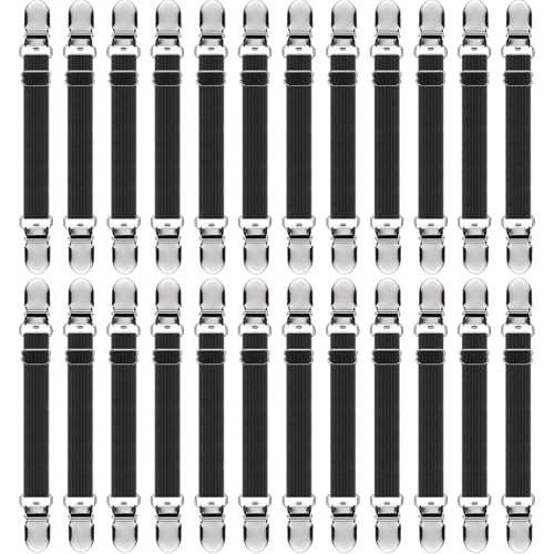 Boao 24 Pcs Bed Sheet Clips Straps Heavy Duty Adjustable Fasteners Elastic Fitted Bed Holder Mattress Corner Sheet Fasteners for Home Room Couch Supplies(Black,8-12 Inch)