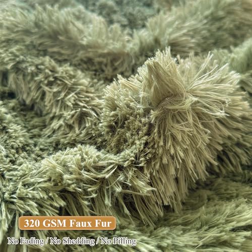 XeGe Comfy Bean Bag Cover(No Filler), Fluffy Stuffed Animal Storage Bean Bag Chair Cover for Bedroom Home Decor, Furry Fuzzy Bean Bag Cover for Adults Teens Kids, 100% Polyester, Anti-slip, Sage Green