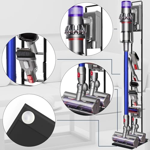 Lasvea Vacuum Stand Compatible with V15 V11 V10 V9 V8 V7 V6 with Wheels,Heavy Base Metal Bracket Holder, Storage Bracket Stand for Cordless Vacuum Cleaners & Accessories & Attachments