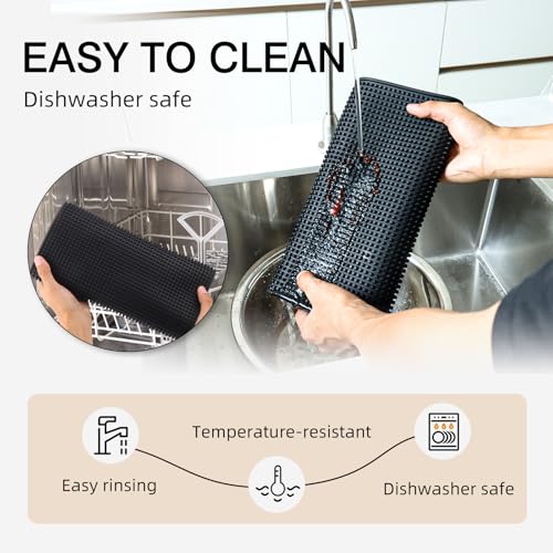 4 Pcs Black Bar Mats for Countertop, 18 x 12 Inch... (Black | Plastic)