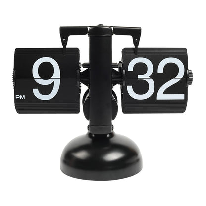 mooas Flip Desk Clock (Black), Retro Vintage Design Auto Flip Table Clock | Large Number Battery Powered Internal Gear Operated Home Decor Ideal for Home Office School Hotel Cafe