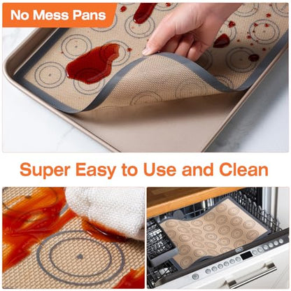 Macaron Silicone Baking Mats Kit (16pcs set) Macaroon Baking Mat Set of 2 Half Sheet Macaron Silicone Mat Nonstick Macaron Mat Sheet,6 Piping Tip,2 Piping Bag with 3 Bag Tie,2 coupler