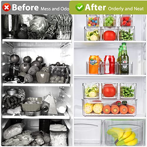 10 Pack Stackable Fridge Organizers and Storage Bins with Lids for Kitchen