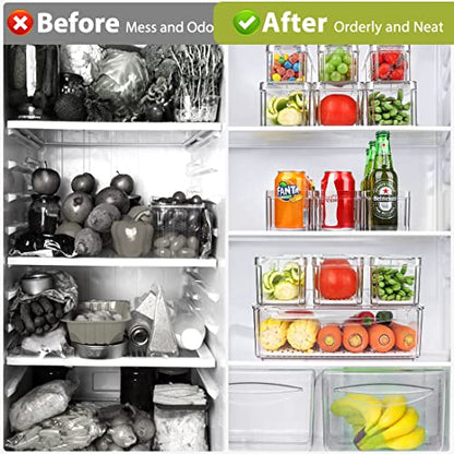 10 Pack Stackable Fridge Organizers and Storage Bins with Lids for Kitchen
