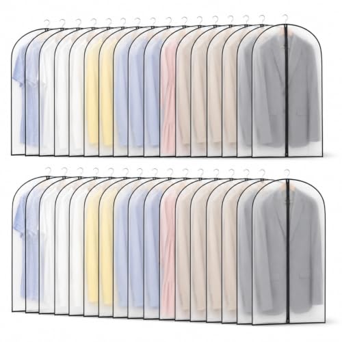 40 Pcs 40" Suit Garment Bags for Closet Storage and Travel | Garment Protection, Dust Resistant Cover, Smooth Zipper Closure, Suit Shirt Coat Storage, Wardrobe Organization Solution