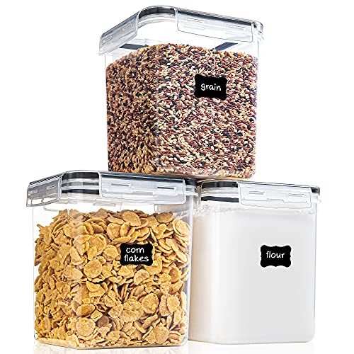 PANTRYSTAR Medium Food Storage Containers with Lids Airtight 2.5L /84.5Oz, for Flour, Sugar, Baking Supply, 3PCS BPA Free Plastic Canisters for Kitchen Pantry Organization