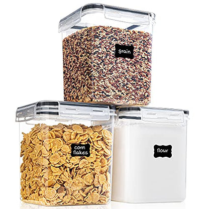 PANTRYSTAR Medium Food Storage Containers with Lids Airtight 2.5L /84.5Oz, for Flour, Sugar, Baking Supply, 3PCS BPA Free Plastic Canisters for Kitchen Pantry Organization