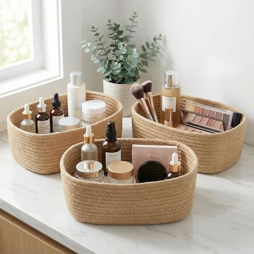 Beautiful Storage Basket Set of 3 - Sturdy Jute Ro...