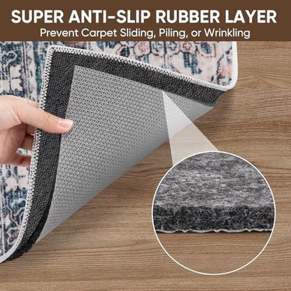 BALEINE Felt Non Slip Rug Pads, Extra Large 1/4" Thick Felt and Rubber Backing, Shock Absorbing Carpet Pad for All Carpets and Hardwood Floors (3x5 Ft)
