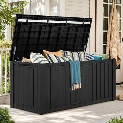 YITAHOME XXL 230 Gallon Large Outdoor Storage Deck Box for Patio Furniture | Outdoor Cushions, Garden Tools and Sports/ Pools Equipment, Weather Resistant Resin, Lockable (Black)