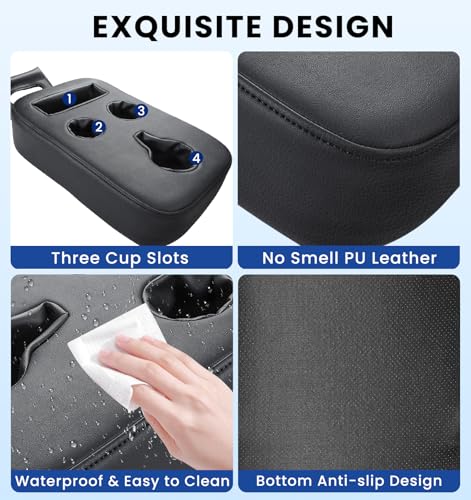 Sinvanho Car Cup Holder, Back Seat Cup Holder for Car Organizer | PU Leather Couch Sofa Bed Cup Holder Expander Tray, Boat Tray, Trucks, Minivans,SUVs,RVs,Vehicles,Holds Drinks,Remote,Snacks