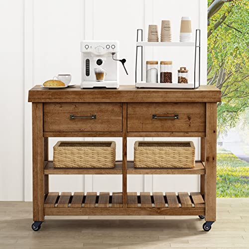 Forbena 2 Tier Bathroom Counter Organizer, White and Grey Coffee Bar Organizer for Countertop, Wood Shelf Tray for Vanity Makeup Storage, Small Kitchen Sink Top Organizers for Coffee Bar Station