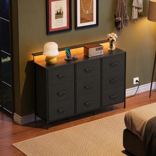Black Dresser TV Stand for 45, 50, 55 inch TV, Ent... (Black)