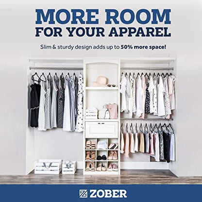ZOBER Black Velvet Hangers 50 Pack - Clothes Hangers, Coat Hanger for Pants & Dress Clothes - Non Slip w/ 360 Degree Swivel, Holds up to 10 lbs - Strong Felt Hanger for Clothing