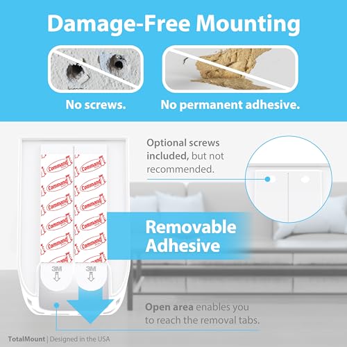 TotalMount Drop-Free Remote Holders – Removable Adhesive – White (2 Pack) | Designed in the USA – Simply Put the Remote In – No Tricky Magnet Alignment Needed