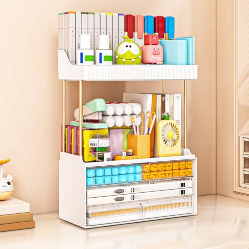 3-Drawer 2-Tier Acrylic Makeup & Bathroom Vanity Organizer | Clear,3 smooth drawers, 2 open shelves, dustproof, wipe clean, for large skincare, perfumes, lipsticks, dresser, counter