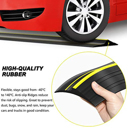 Jin&Bao Universal Garage Door Threshold Seal 10FT Rubber Strip & 1 Adhesive | Waterproof weather stripping replacement, anti-slip yellow design, -40℉ to 284℉ durable, DIY cuttable, includes 1 adhesive