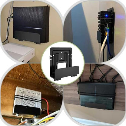 2 Pack Cable Box Mount and Modem Mount | Adjustable Wall Mount for Small and Wide Devices, Media Players, Cable Boxes, Modems, DVD Players