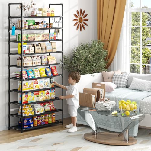Simple Trending Tall Shoe Rack Storage Holds 40 Pairs, 10 Tier Shoe Organizer Shelf Large Capacity for Entryway Closet, Black | Storage Holds 40 Pairs, Large Capacity, For Entryway Closet