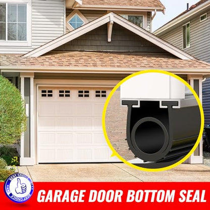 Garage Door Bottom Seal with Pre-drilled Aluminum... (Black-Track Kit | Rubber)
