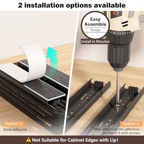 Pull Out Spice Rack Organizer for Cabinet, 3 Packs Slide Out Spice Racks Organizer, Spice Cabinet Organizers, Cabinet Size Need:12'' Highx11'' Deepx5'' Wide,Each Tier Hold 10 Spice Jar - 2 Tier, Black