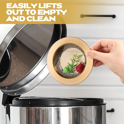 2 Pcs Sink Strainer Stainless Steel Kitchen Sink Drain Strainer Basket Cover Mesh Hair Food Catcher, Large Wide Rim of 4.4 Diameter (Champagne Bronze)