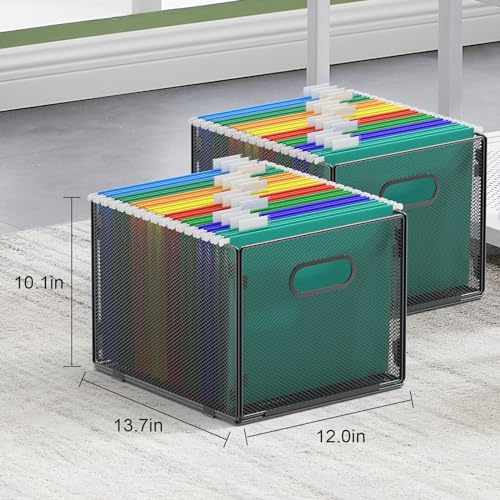 samstar 2 Pack Hanging File Organizer, Mesh File Folder Box Filing Box File Cabinet Organizer Storage Boxes, Letter Size