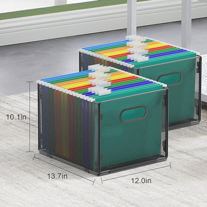 samstar 2 Pack Hanging File Organizer, Mesh File Folder Box Filing Box File Cabinet Organizer Storage Boxes, Letter Size