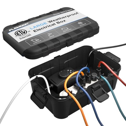 Large Outdoor Electrical Box Waterproof, for Outdoor Plug | 12.5x8.5x5inch, IP54 Extension Cord Cover Weatherproof, Protect Outlet, Socket, Power Strip, Holiday Light Decoration, Black
