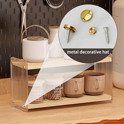 Coffee Station Organizer 2 Tier Acrylic Home Storage Mugs Hooks for Kitchen Countertops, Coffee Bars, for Placing Mugs, Coffee Beans, Syrup, Cups, Stirrers